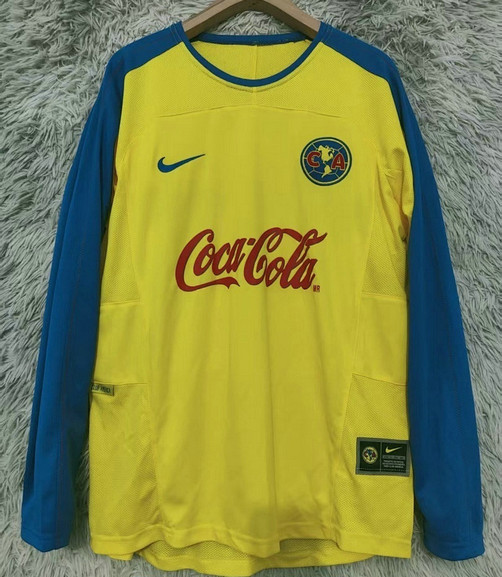 Maillot Club América Vintage 2003 2004 Domicile Manches Longues - Jaune