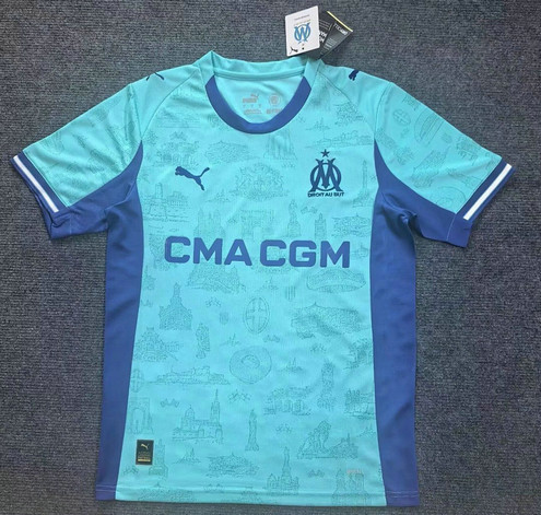 Maillot Marseille 2025 2026 gardien de but bleu Maillot Marseille 2025 2026 Gardien de but - Bleu