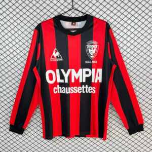 Maillot OGC Nice Vintage 1977 1978 Domicile Nanches Longues - Rouge Noir