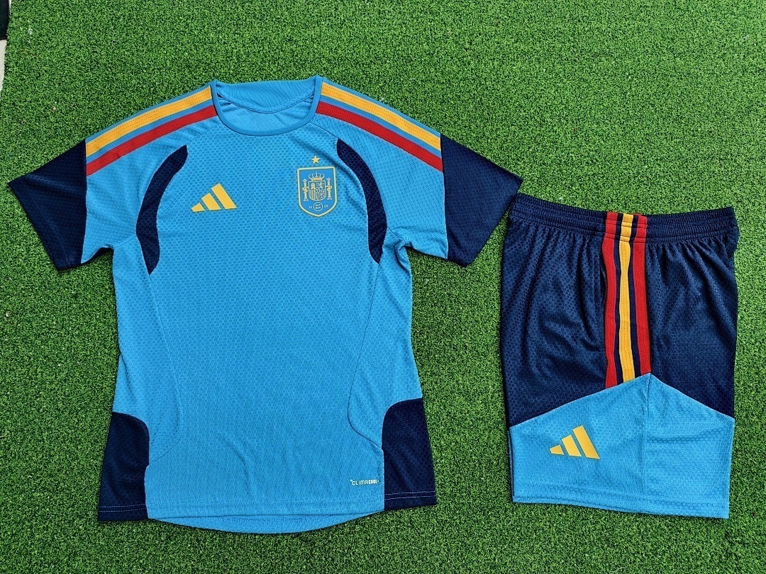 西班牙队训练服短袖套装蓝色2026