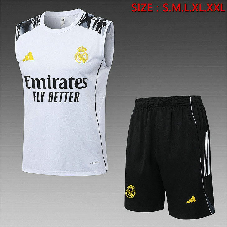 Ensemble Real Madrid 2025 2026 Sans Manches - Blanc