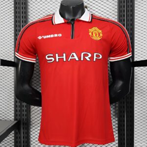 Maillot rétro de Manchester United, version joueur, rouge, saison 1998-1999