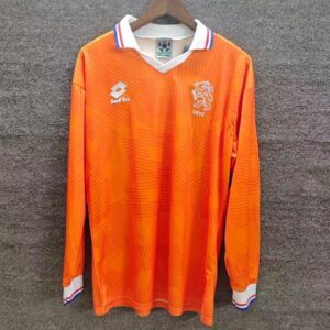 Maillot rétro à manches longues domicile de l'équipe nationale des Pays-Bas, 1992