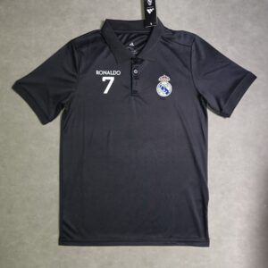 Polo noir de Ronaldo n° 7 du Real Madrid