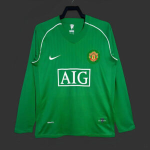 Maillot Vintage Manchester United 2007 2008 Manches Longues - Vert