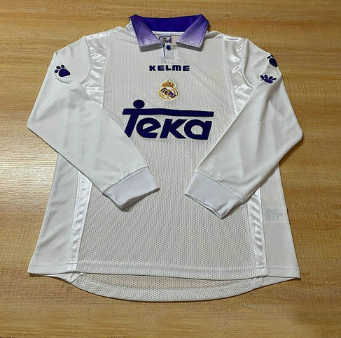 Maillot Vintage Real Madrid 1997 1998 Domicile Manches Longues - Blanc