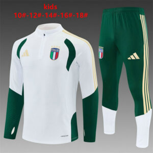 Survetement Italie Enfant 2026 2027 Demi-zip - Blanc