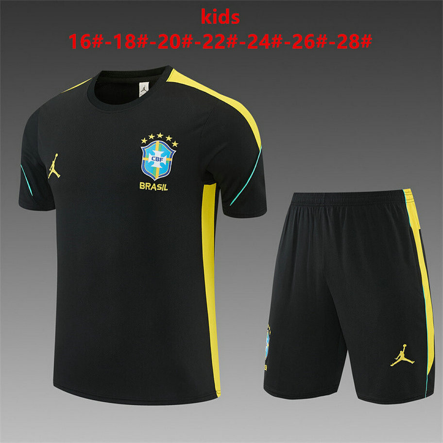 Ensemble Maillot Enfant Brésil Jordan 2026/2027 - Noir Jaune
