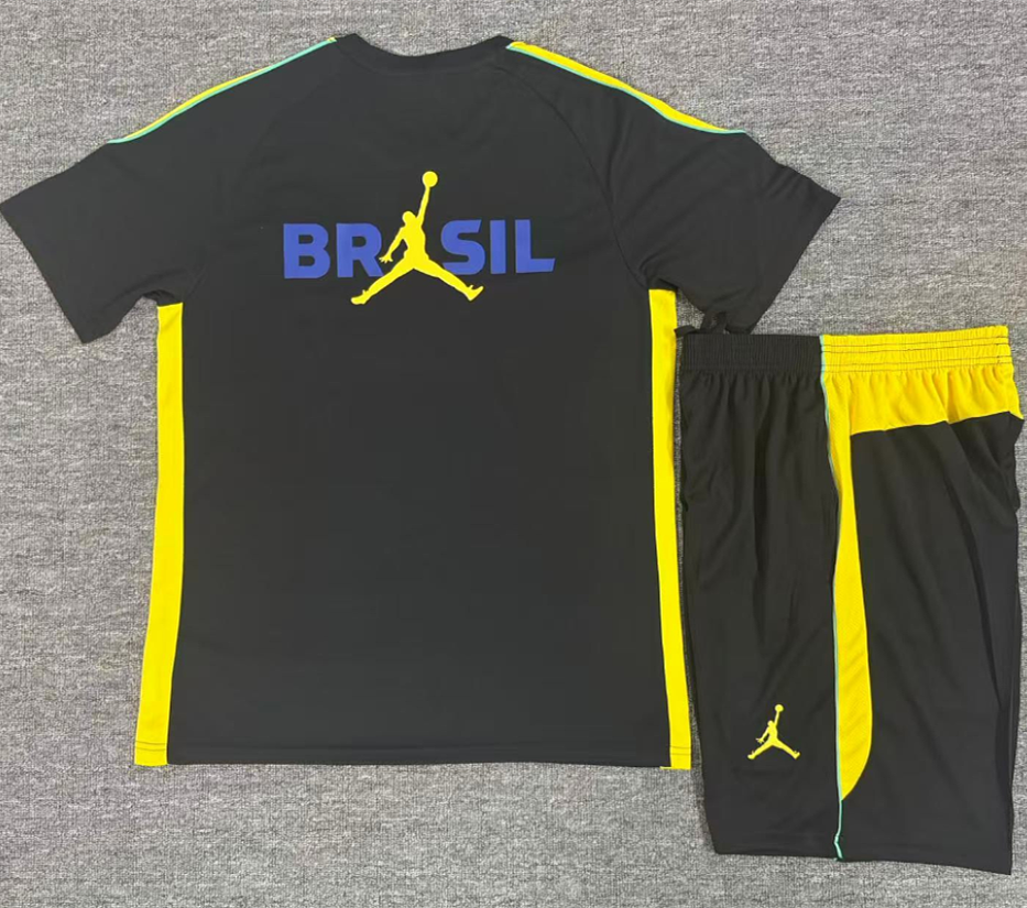 Ensemble Maillot Enfant Brésil Jordan 2026/2027 - Noir Jaune
