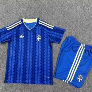 Ensemble Maillot Enfant Suède 2026 - Exterieur Bleu