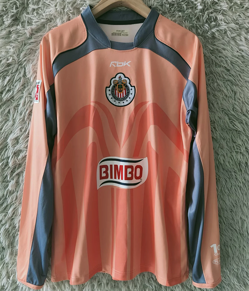 Maillot de foot vintage Chivas Guadalajara CD 2006/2007 - Gardien De But Manches Longues Rose