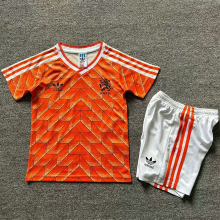 Ensemble Maillot Enfant Vintage Pays Bas 1988 - Domicile Orange