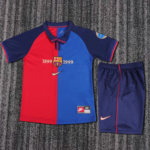 Ensemble Maillot Enfant vintage Barcelone 1999/2000 - 100 Ans Domicile