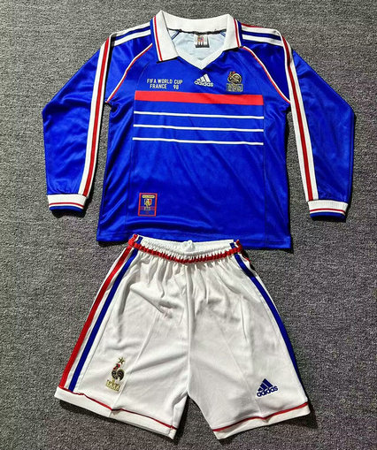 Maillot Vintage France Enfant Coupe du monde 1998 Domicile Manches longues