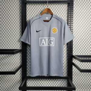 Maillot de foot vintage Manchester United 2007/2008 - Gardien De But Gris