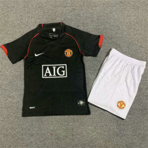 Ensemble Maillot Enfant vintage Manchester United 2007/2008 - Exterieur Noir