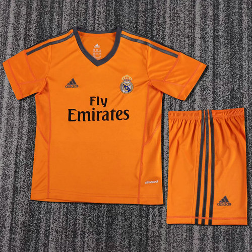 Ensemble Maillot Enfant vintage Real Madrid 2013/2014 - Third Orange