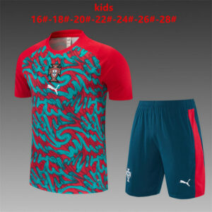 Ensemble Maillot Enfant Portugal 2026/2027 - Bordeaux Vert Camouflage