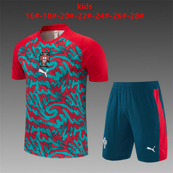 Ensemble Maillot Enfant Portugal 2026/2027 - Bordeaux Vert Camouflage
