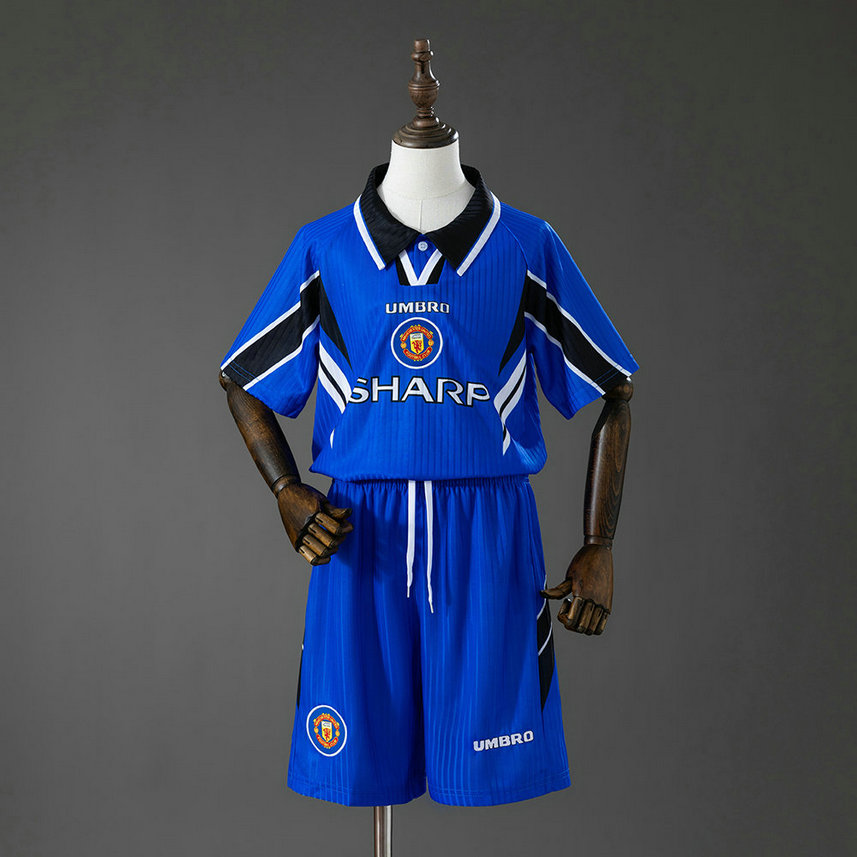 Ensemble Maillot Enfant Manchester United 1996/1997 - Third Bleu