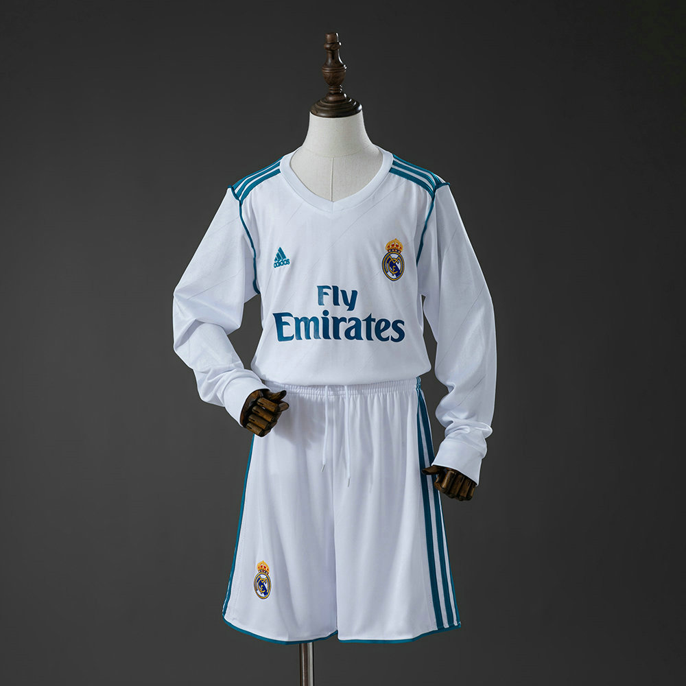 Ensemble Maillot Enfant Real Madrid 2017/2018 - Domicile Manches Longues