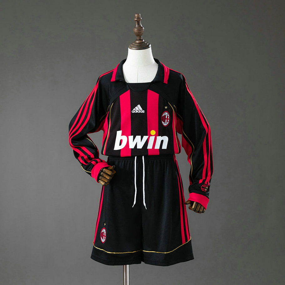 Ensemble Maillot Enfant Vintage AC Milan 2006/2007 - Domicile Manches Longues