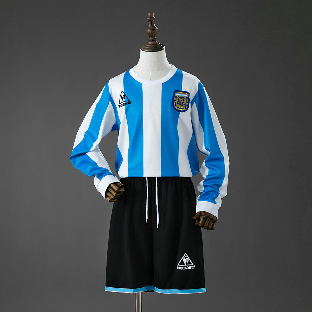 Ensemble Maillot Enfant Vintage Argentine 1986 - Domicile Manches Longues