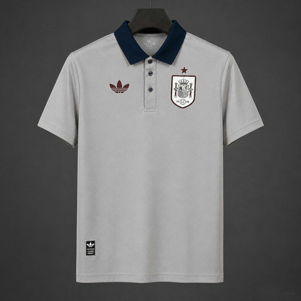 Maillot-de-foot-Espagne-Coupe-du-monde-2026-Concept-gris-polo-1.jpg Maillot de foot Espagne Coupe du monde 2026 - Concept Gris Polo