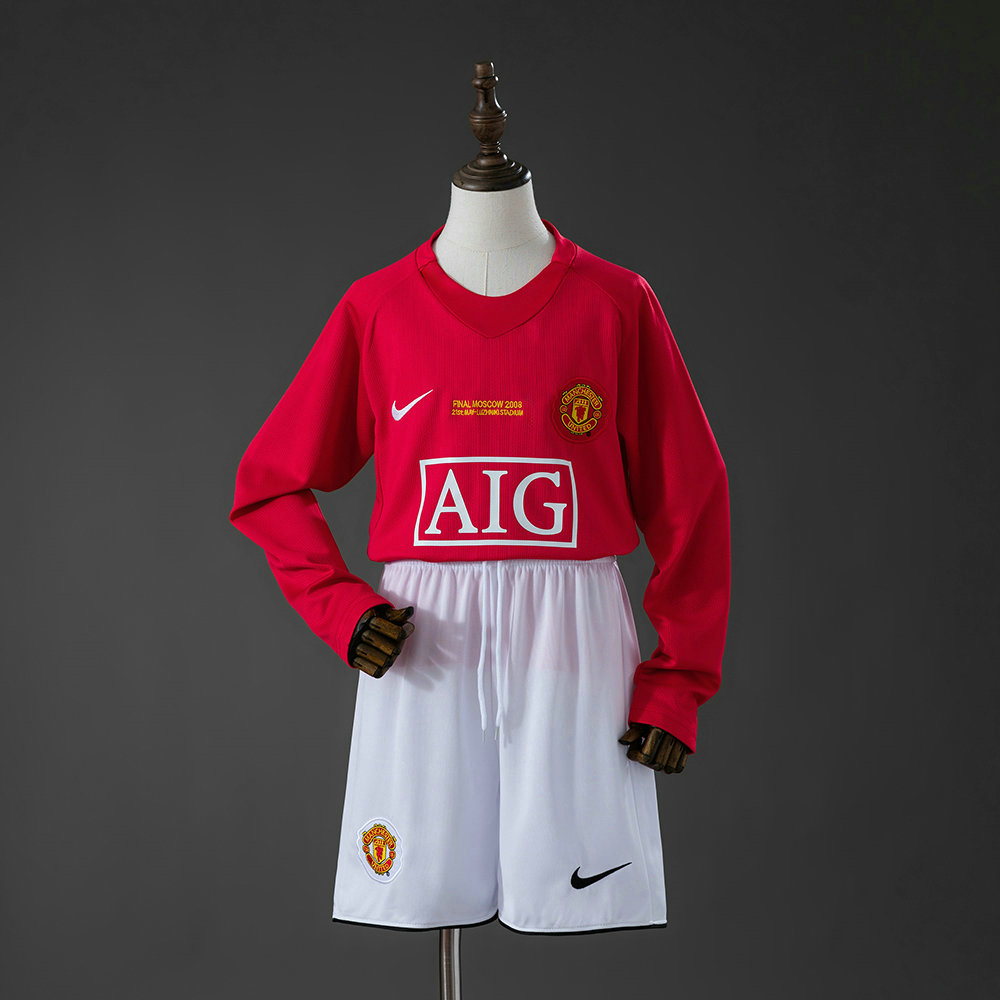 Ensemble Maillot Enfant vintage Manchester United 2007/2008 - Domicile Manches Longues