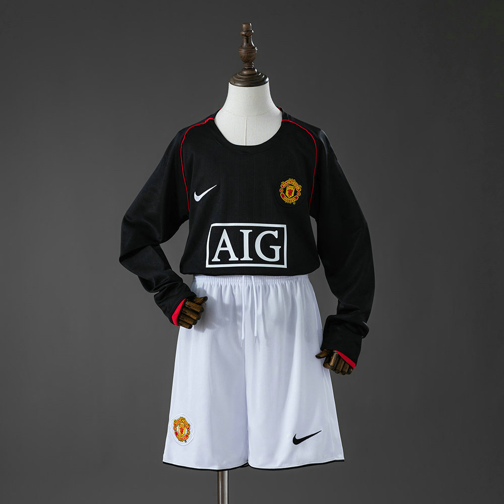 Ensemble Maillot Enfant vintage Manchester United 2007/2008 - Exterieur Manches Longues