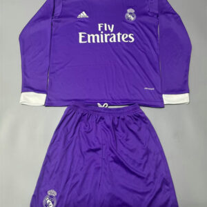 Ensemble Maillot Enfant vintage Real Madrid 2016/2017 - Exterieur Manches Longues Violet