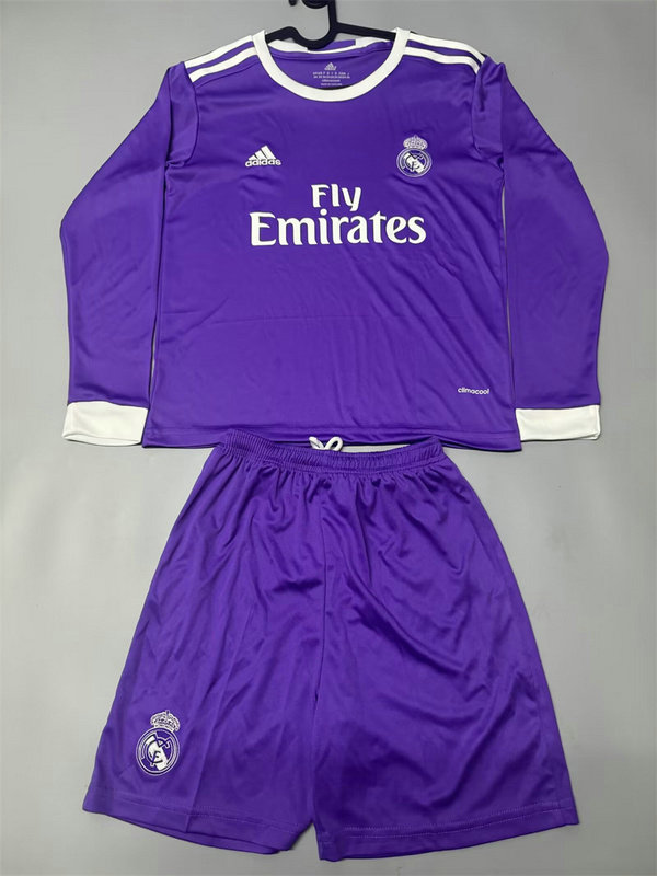Ensemble Maillot Enfant vintage Real Madrid 2016/2017 - Exterieur Manches Longues Violet