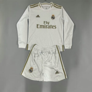 Ensemble Maillot Enfant vintage Real Madrid 2019/2020 - Exterieur Manches Longues Blanc